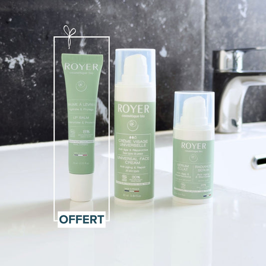 Duo découverte : Sérum + Crème visage universelle + baume à lèvres offert