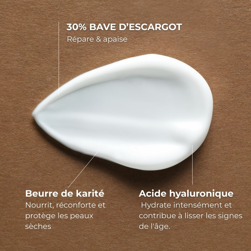 Crème visage riche bio et nourrissante à la bave d'escargot