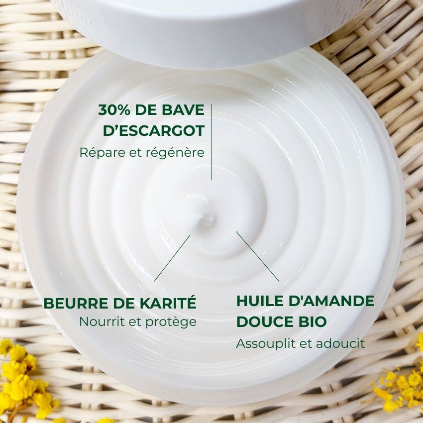 Baume corps bio nourrissant à la bave d'escargot