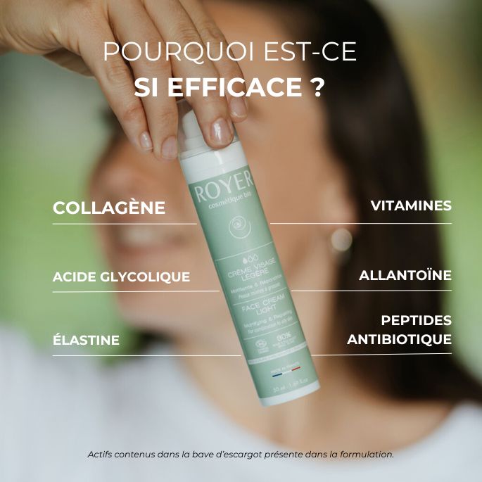 Crème visage légère bio à la bave d'escargot